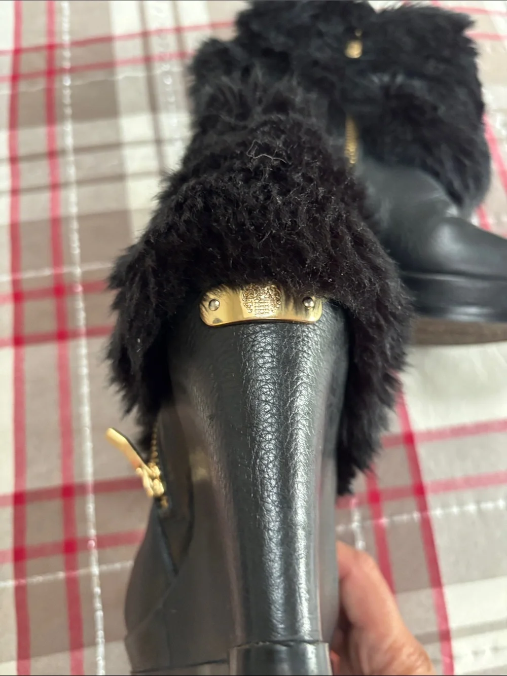 Vince Camuto Black Faux-Fur Mid-Calf Winter Boots